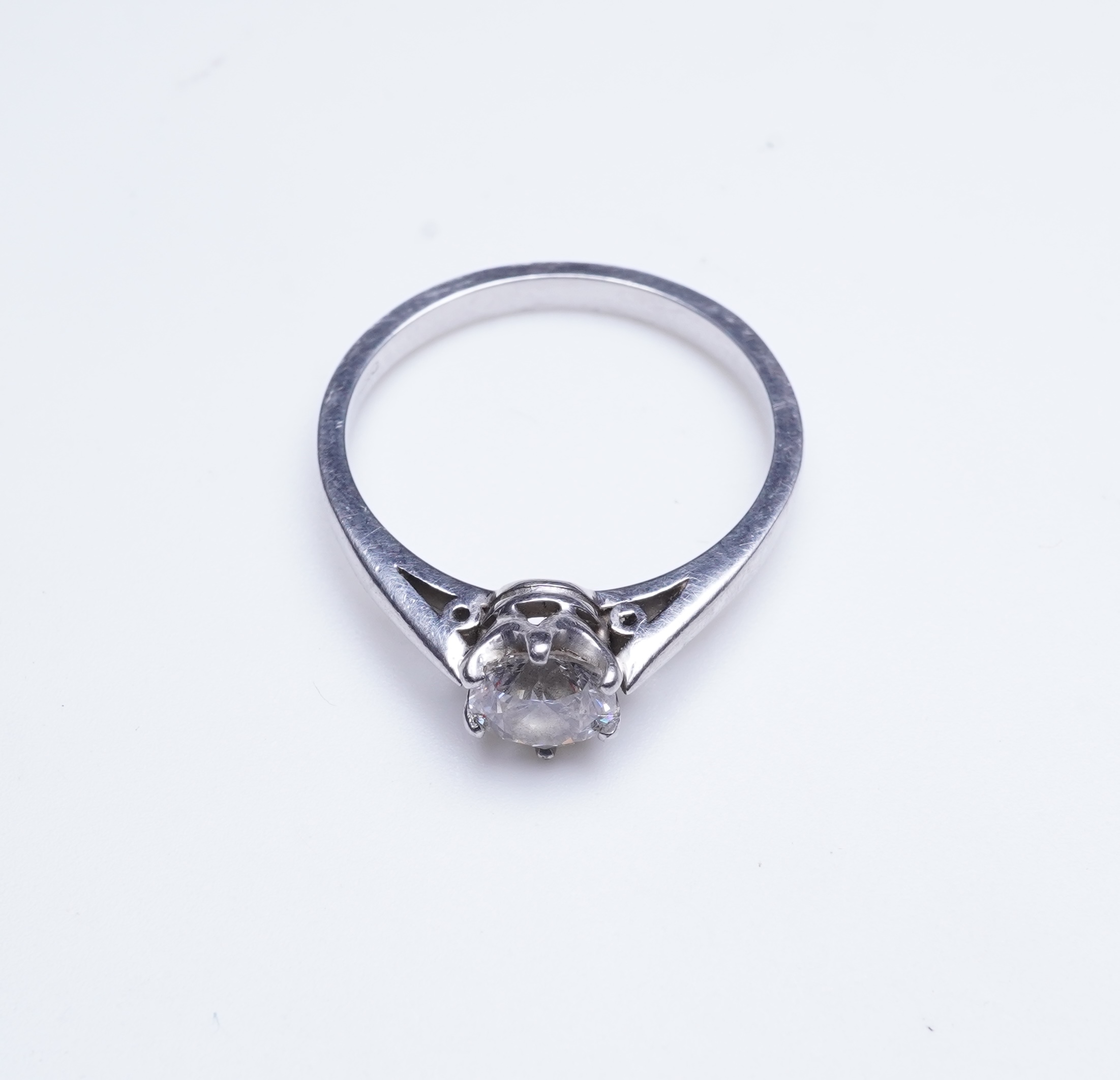 A diamond solitaire ring